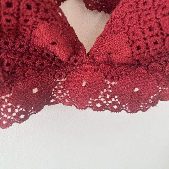 Aerie Berry Red Pointelle Pullover Bralette - Picture 3 of 4